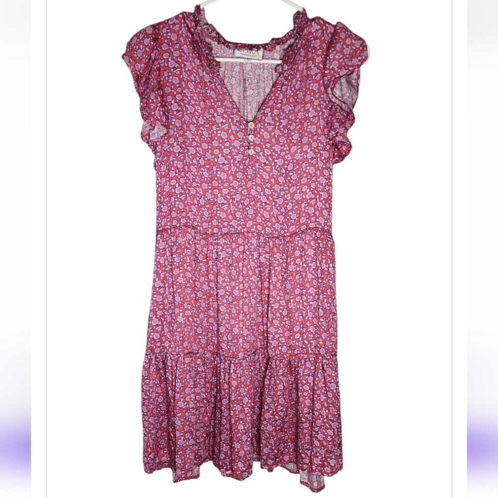 Omika Wilora Mini Dress Felice Orchid Sz Small Anthropologie Floral Cottage Core - Picture 5 of 15